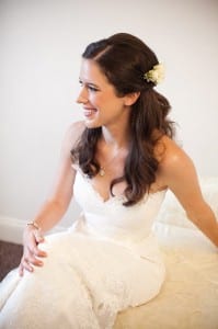 Bride getting ready in the Salon